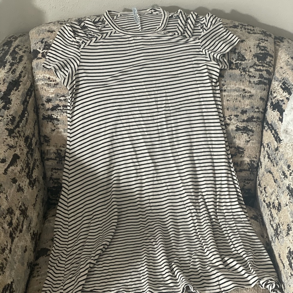 black and white striped dress